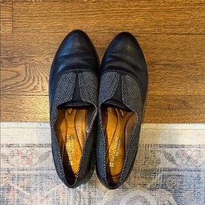 Naturalizer Black Slip-On Loafers with Textured Panels